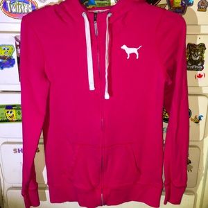 VS Pink “Love Pink” Campus Full Zip Hoodie